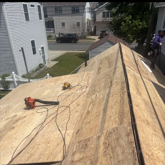 New plywood roof deck installed