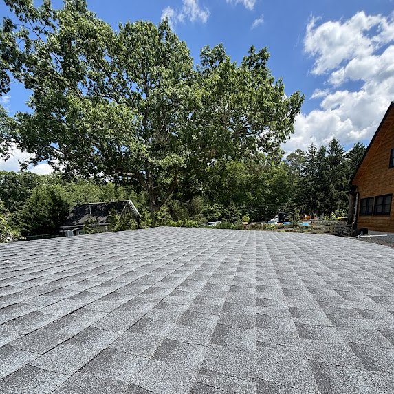 Finished GAF Timberline HDZ Charcoal roof on a Millstone Township building