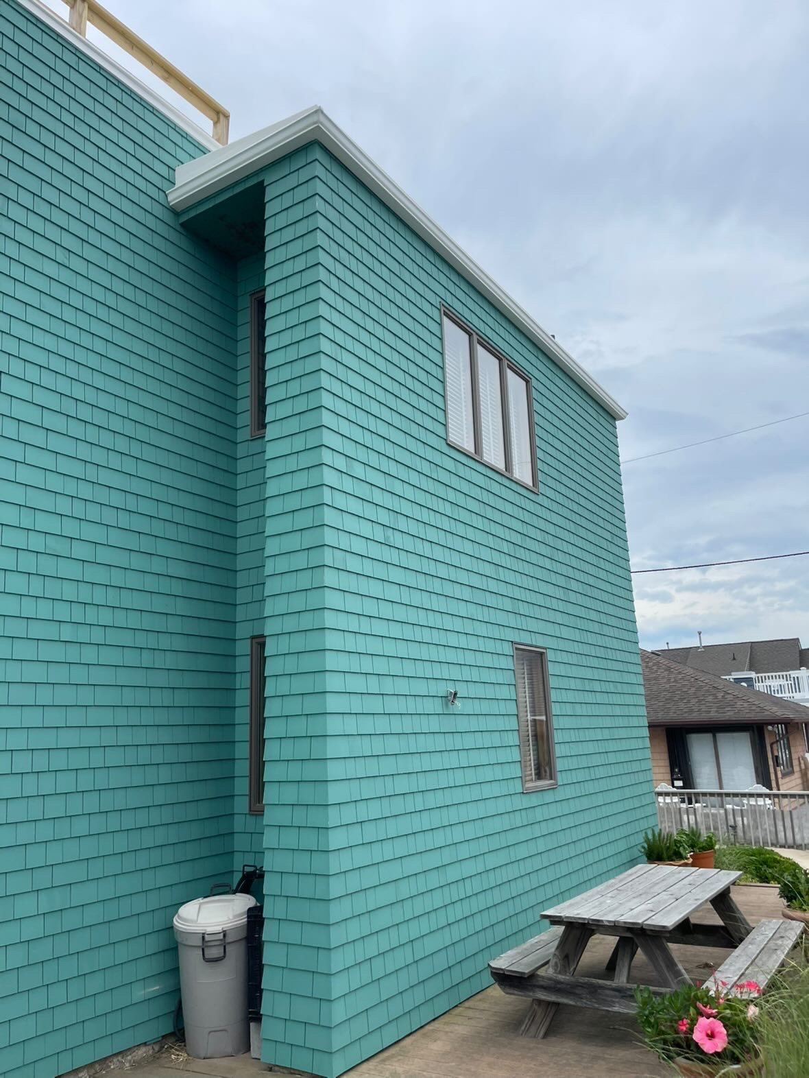 White gutter and fascia detail on a Point Pleasant Beach home
