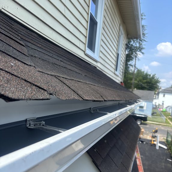 Inside view of a 6-inch gutter with hidden hangers and drip edge