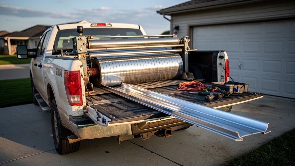 Gutter machine on truck